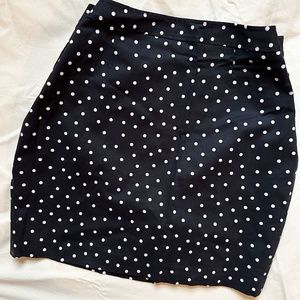 Halogen Polka Dot Pencil Skirt Black White Women's 16 Lined Cotton Stretch Zip